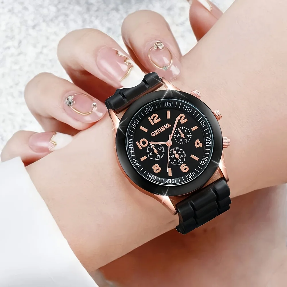 4 Piece Fashionable Multifunctional Creative Personalized Couple Silicone Watch Quartz Watch With Bracelet Combination Set