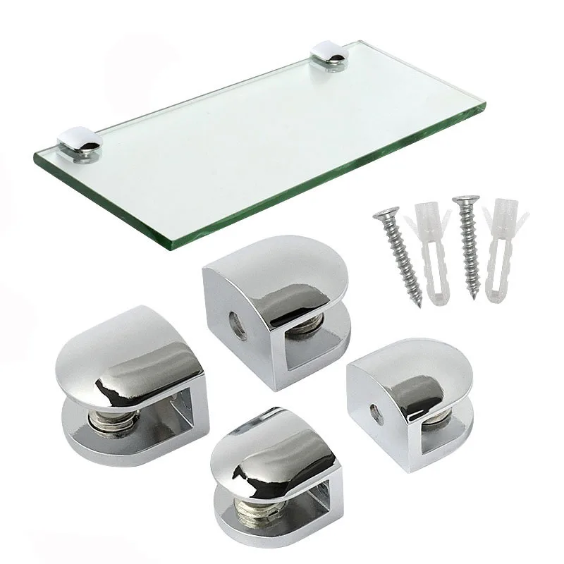 

4PCS Zinc Alloy Glass Fixed Clip Furniture Partition Glass Clip Buckle Layer Board Fixed Support Frame Semi-circular Hardware