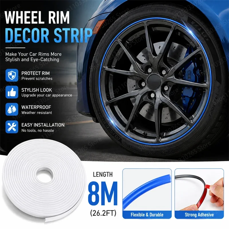 Car wheel rim protection decorative strip,flexible scratch resistant wheel rim edge protection,self-adhesive decorative sticker