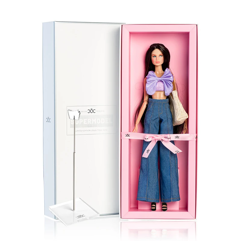 

32cm Supermodel Doll With Clothes With Doll Holder Suit Fashion Supermodel Jeans Princess Dress DIY Toys Collector Gifts Box