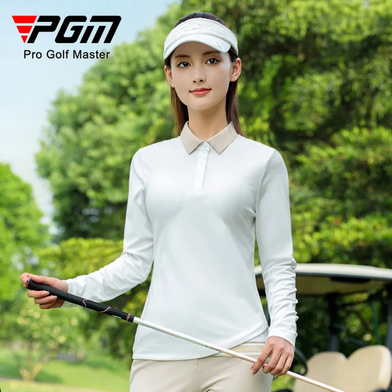 

PGM Women Golf Long Sleeved Polo Shirts Autumn Winter Collar Top YF838