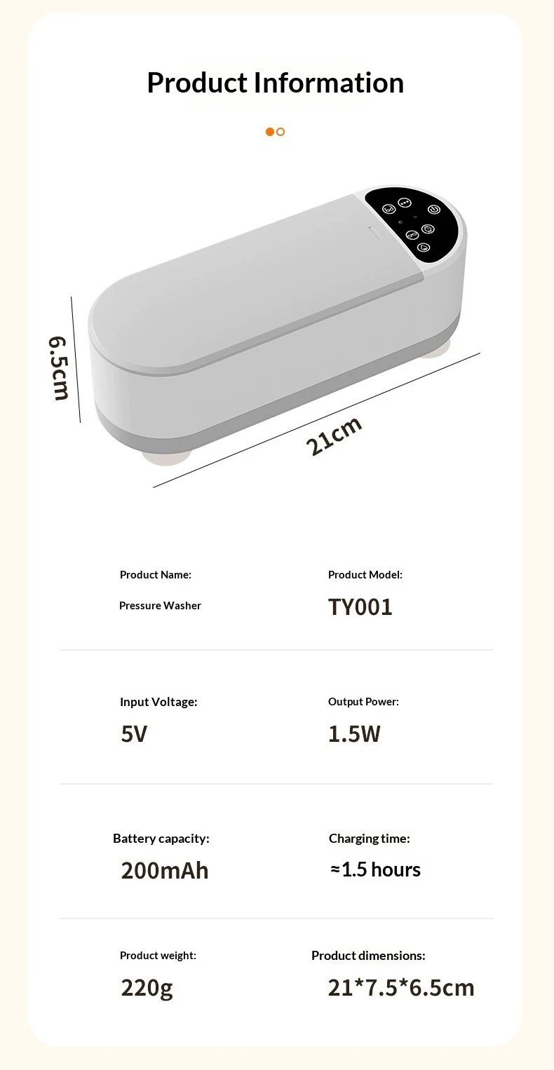 Tragbarer Ultraschallreiniger, USB-aufladbares Vibrationsreinigungsgerät für Brillen, Schmuck, Uhren und Make-up-Pinsel – Detail 17