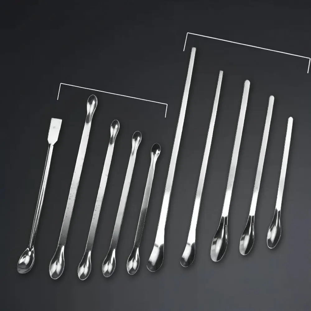 Double Head Metal Spatula Stirring Spoon Durable Stainless Steel Sampling Tool For Lab Pet Food Cosmetic Cream