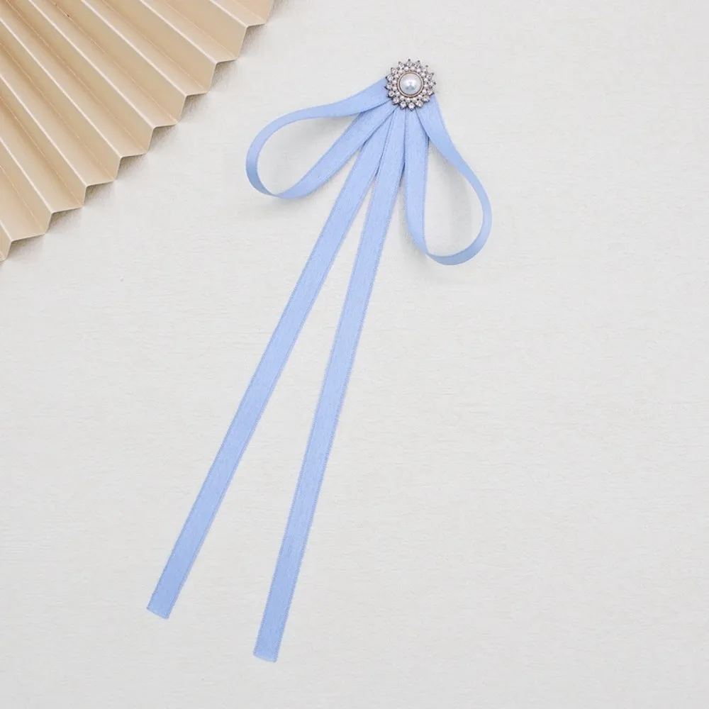 우아한 모조 진주 JK 나비 넥타이 비즈니스 라인 석 리본 브로치 성능 은행 넥타이 학생