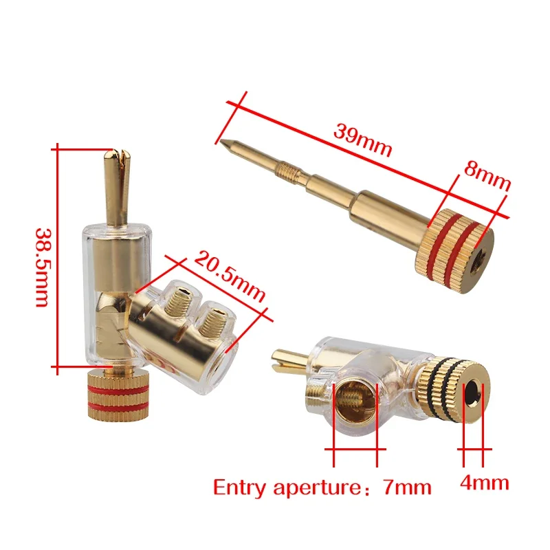 4 stuks luidsprekerkabelconnector goud en gerhodineerd bananenstekker schroef hifi audio-adapter