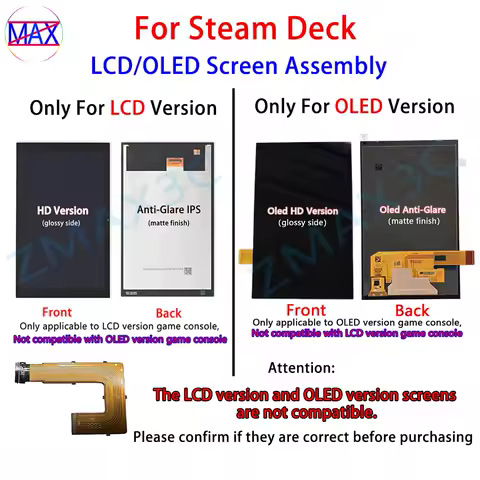 Original New HD LCD Screen Assembly For Steam Deck Game Console Replacement Anti-Glare OLED Display Screen With Touch Panel
