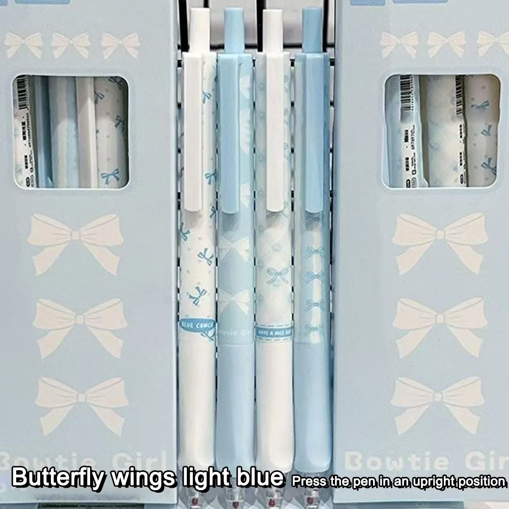 

4PCS/Set New Cute Bow Gel Pen 0.5mm Quick Drying Black Pen Soft Grip Signature Pen Students