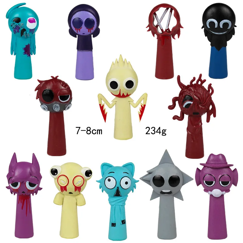 Em estoque 12 pçs/set sprunki anime figuras horror incredibox brinquedos pvc modelo sprunki widenda estatueta de ação coleção boneca personalizada