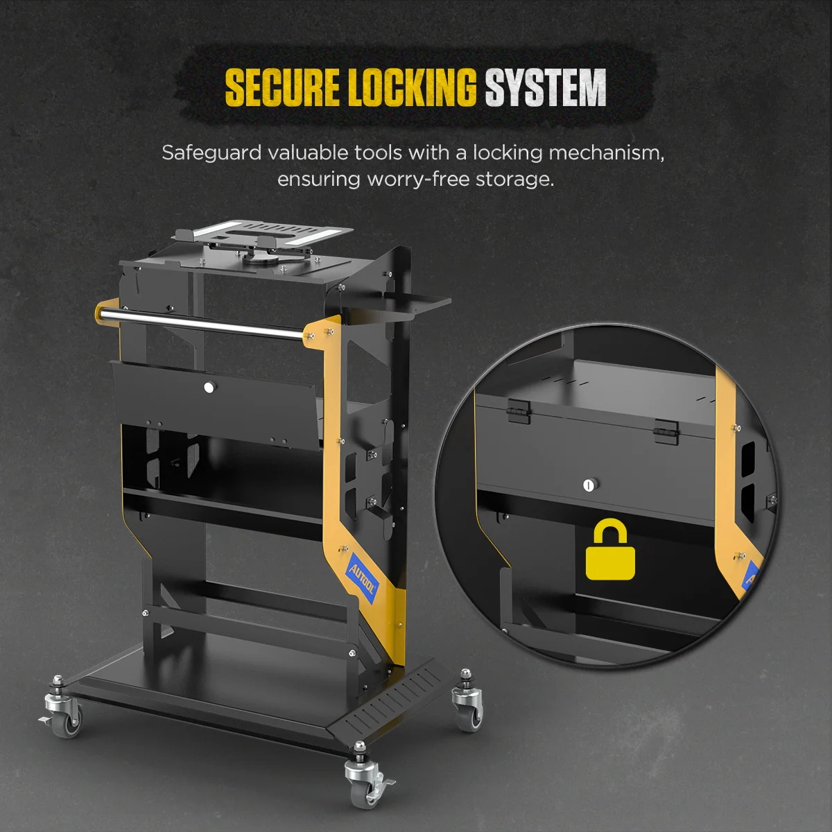 Autool 100kg Load Capacity Diagnostic Tool Welding Machine Hand Tool Trolley Cart for Car Repair