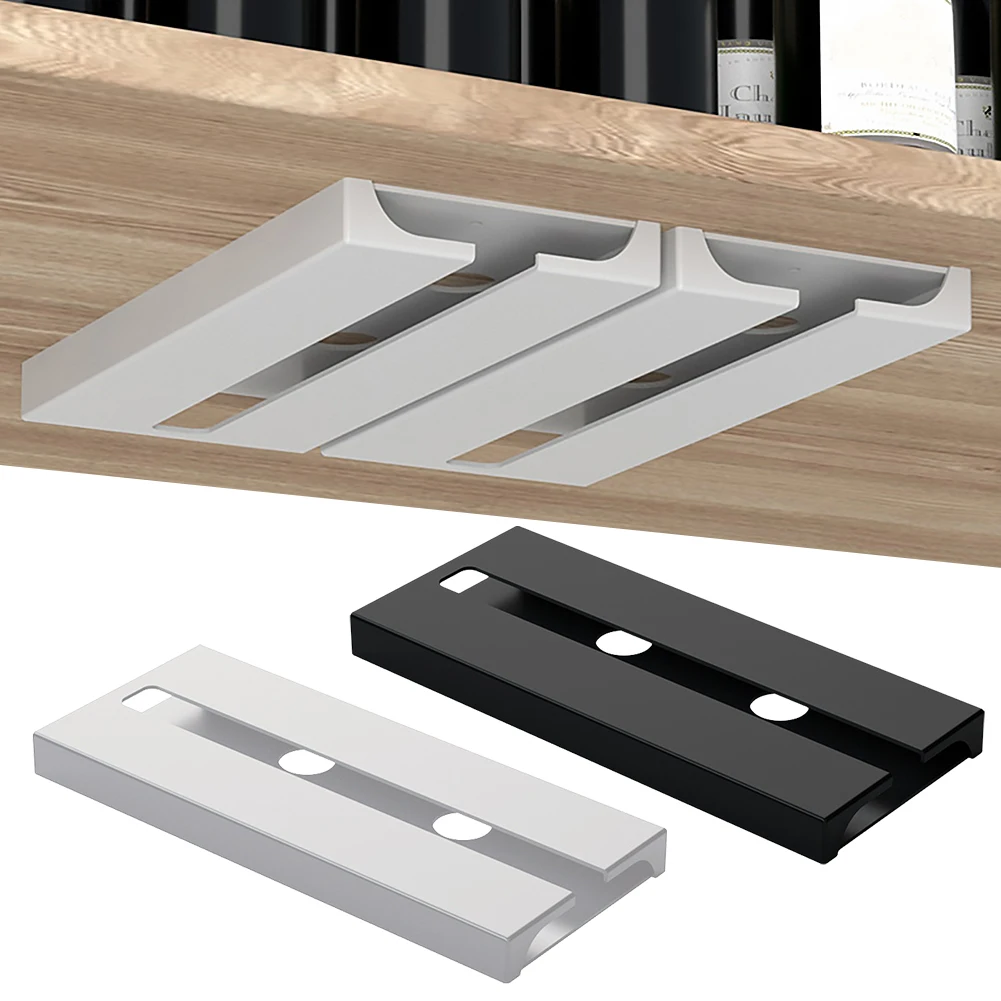 Stemware Rack Punch Free Wine Glass Holder Under Cabinet Plastic Wine Glass Hanger for Kitchen Bar Restaurant