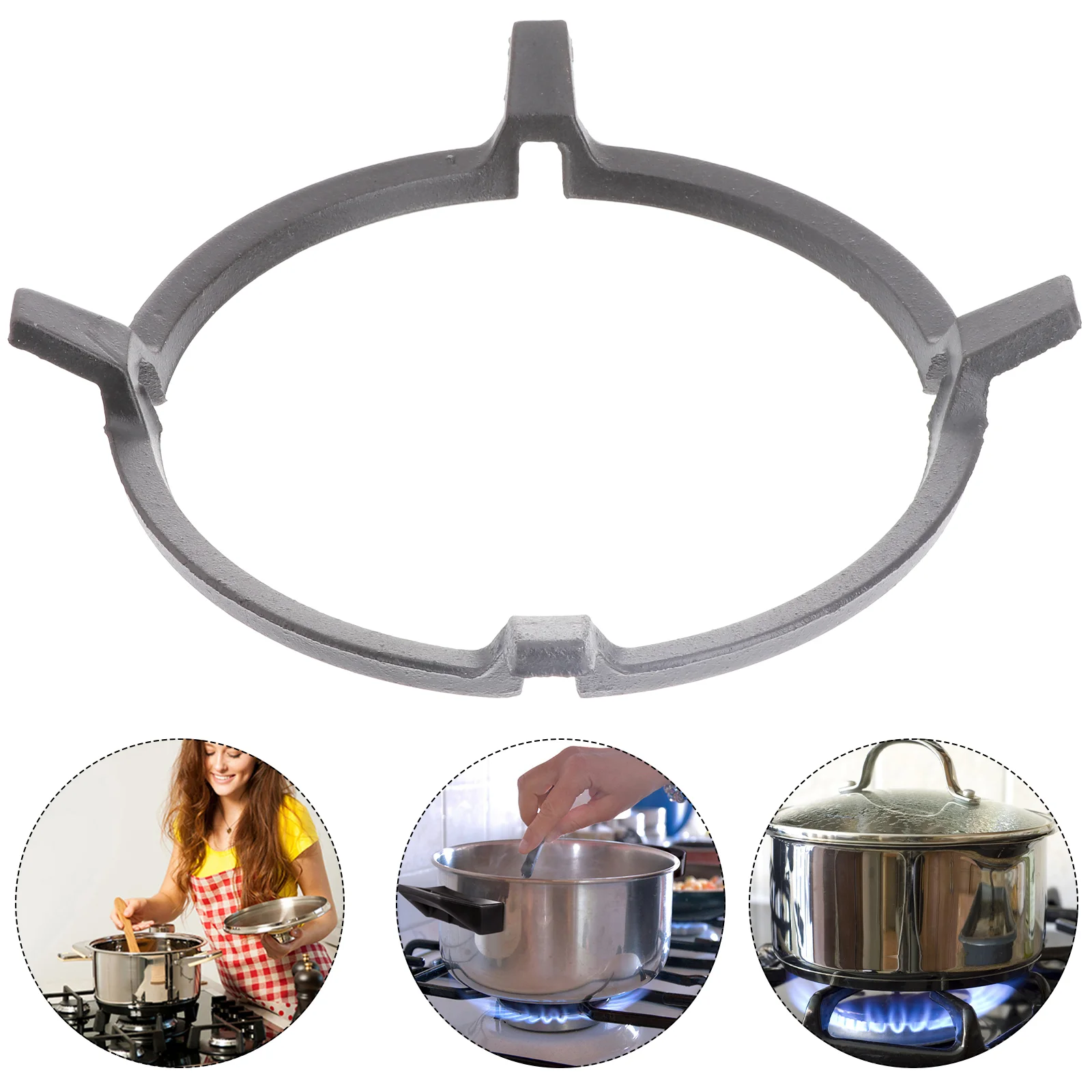 Gas Stove Bracket Pot Holder for Cooker Wok Support Ring Work on Coaster Iron Pan with Lid