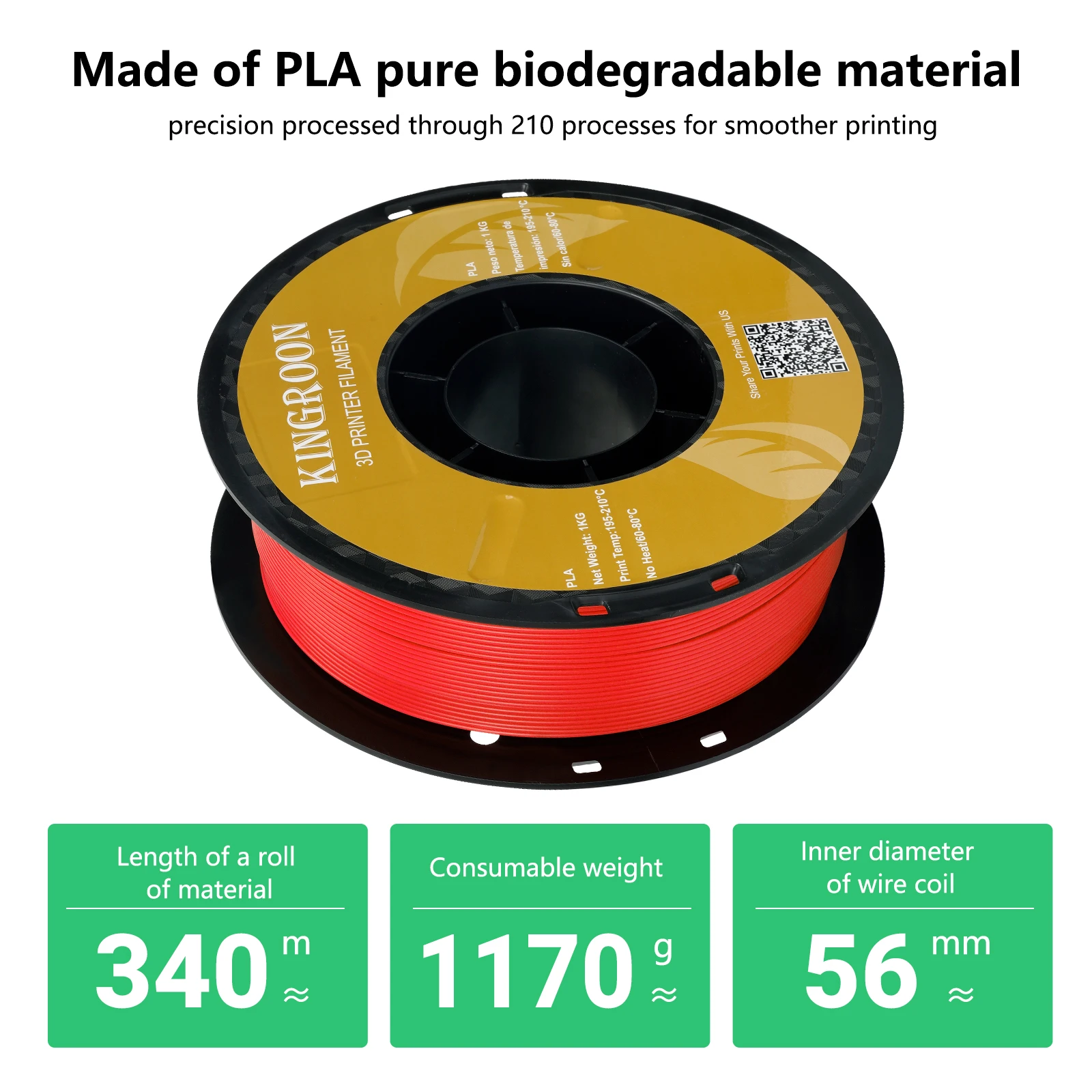 Filamento da Impressora PETG PLA 3D, inodoro, Eco-Friendly, Bom Tougness, Mix Color, Frete Grátis, 1,75mm, 10 Rolls, 22LBS