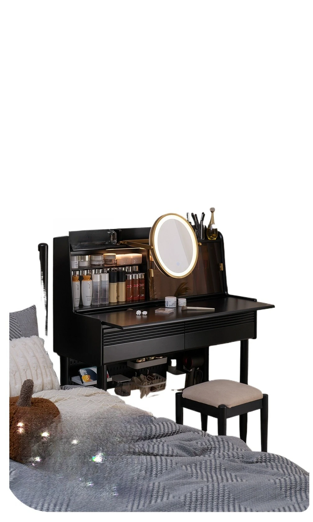 

Комод для спальни из массива дерева, премиум-класса, в американском ретро-стиле, два в одном: письменный стол и шкаф для хранения, новый туалетный столик, длиной один метр.