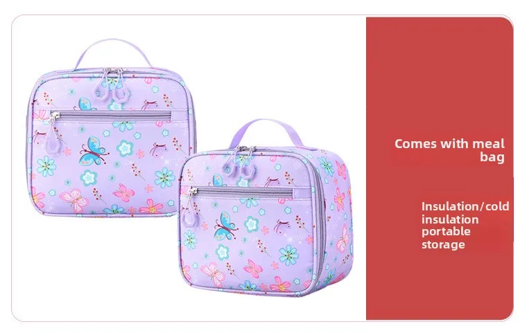 3pcs/set Flower Butterfly Prints School Backpack for Girls Bookbag set Elementary Middle School Student Backpack with Lunch Box