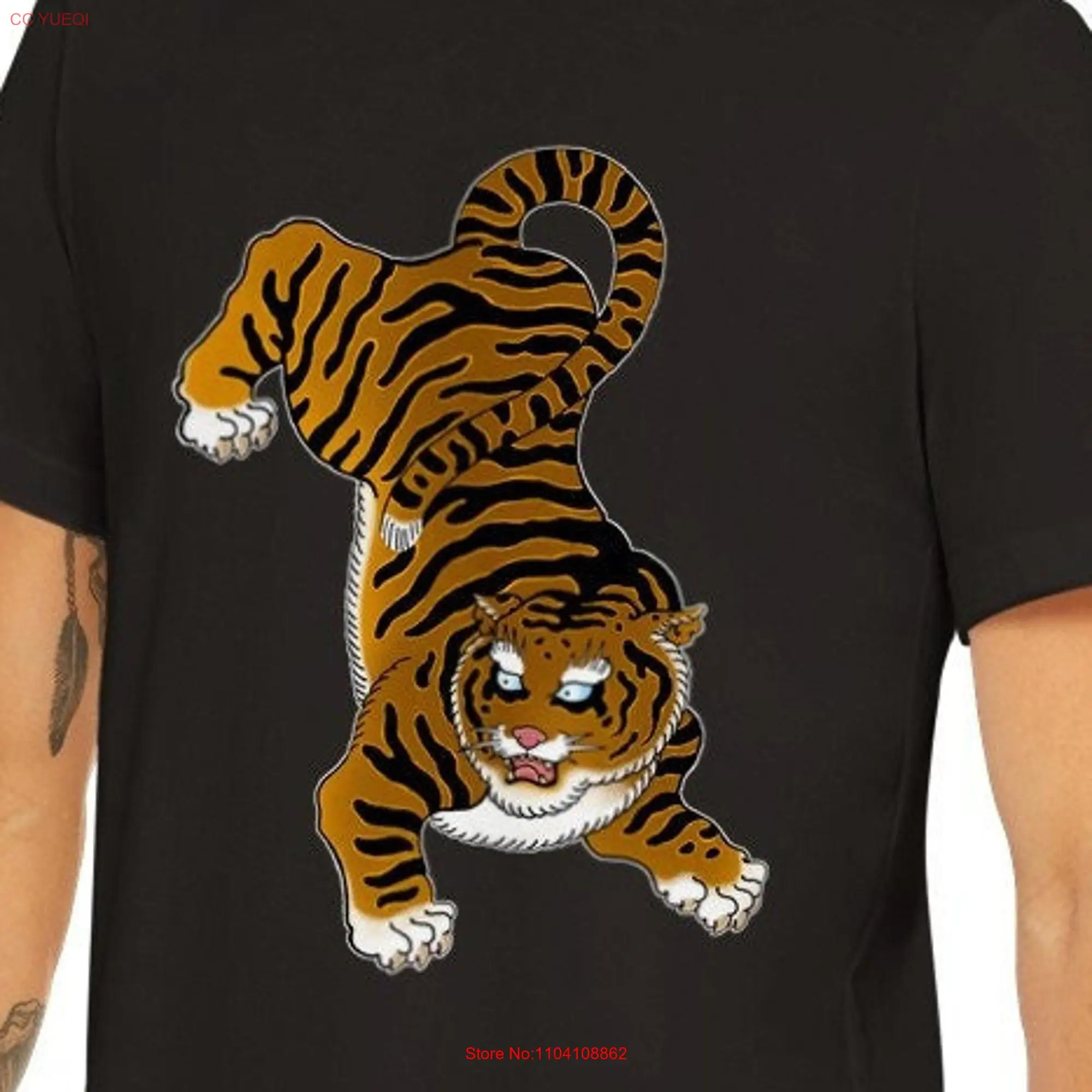 Japanese Tiger T Shirt Irezumi Print long or short sleeves