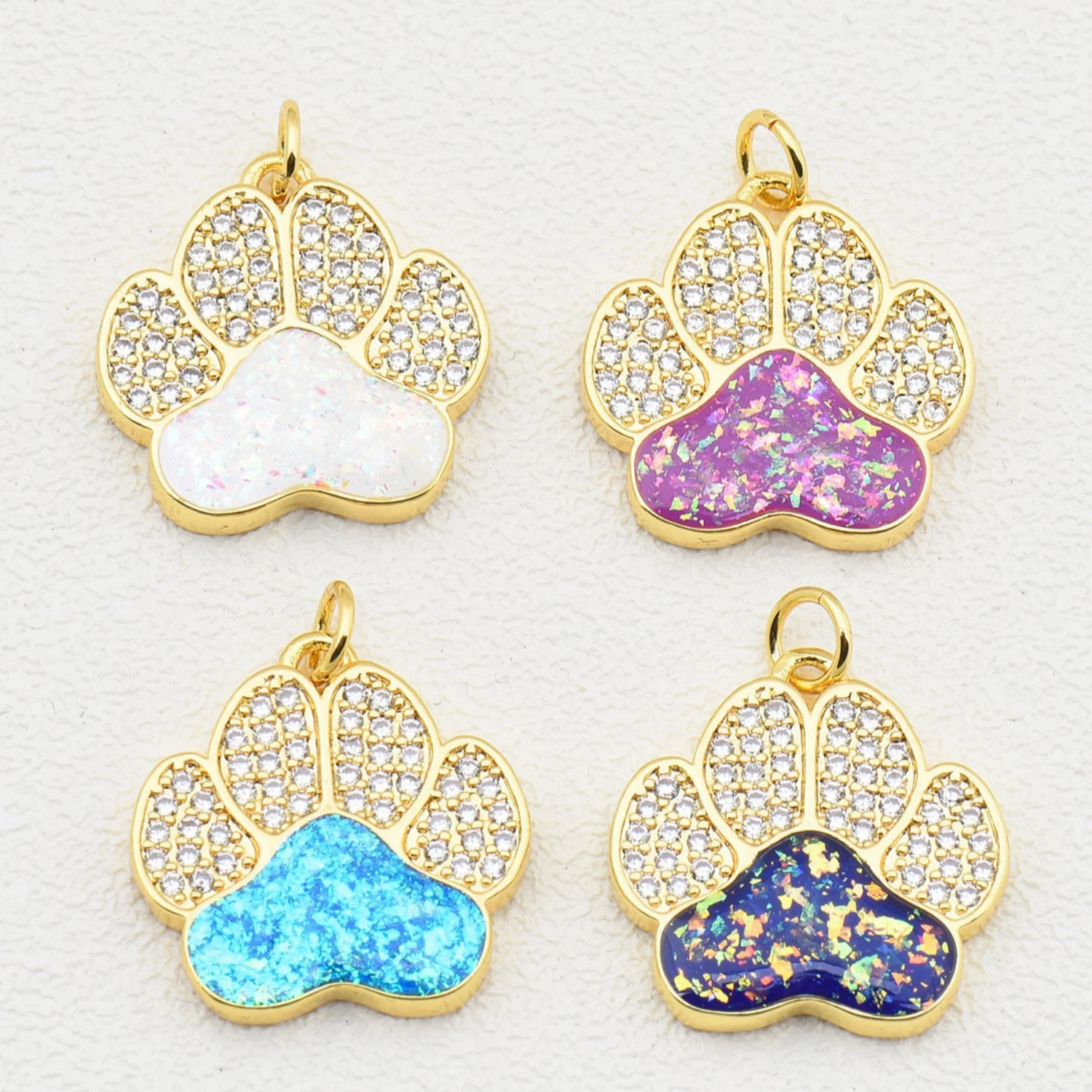 

5pcs Hot-selling Opal Copper Gold-plated Bear Feet Pendant Diy Pearl Necklace Bracelet Jewelry Accessories Material Wholesale