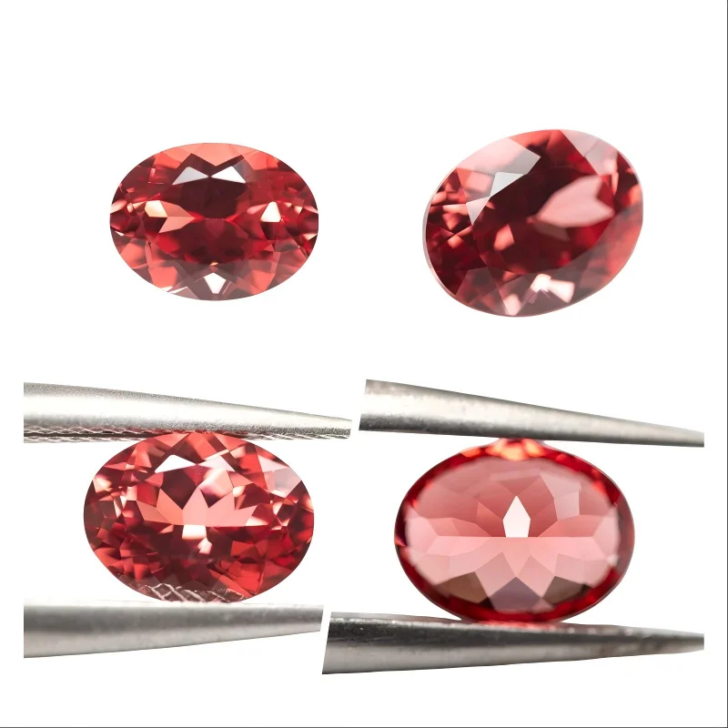 Lab Grown Padparadscha Fire Lotus Oval Shape Multiple Sizes Loose Gemstone With Certificate For Jewelry Diy Making