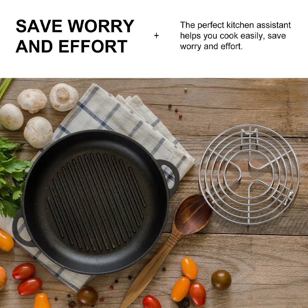 

2Pcs Stainless Steel Steaming Rack Egg Cooling Rack Multi function High Foot Heat resistant Kitchen Accessories Steam Grid