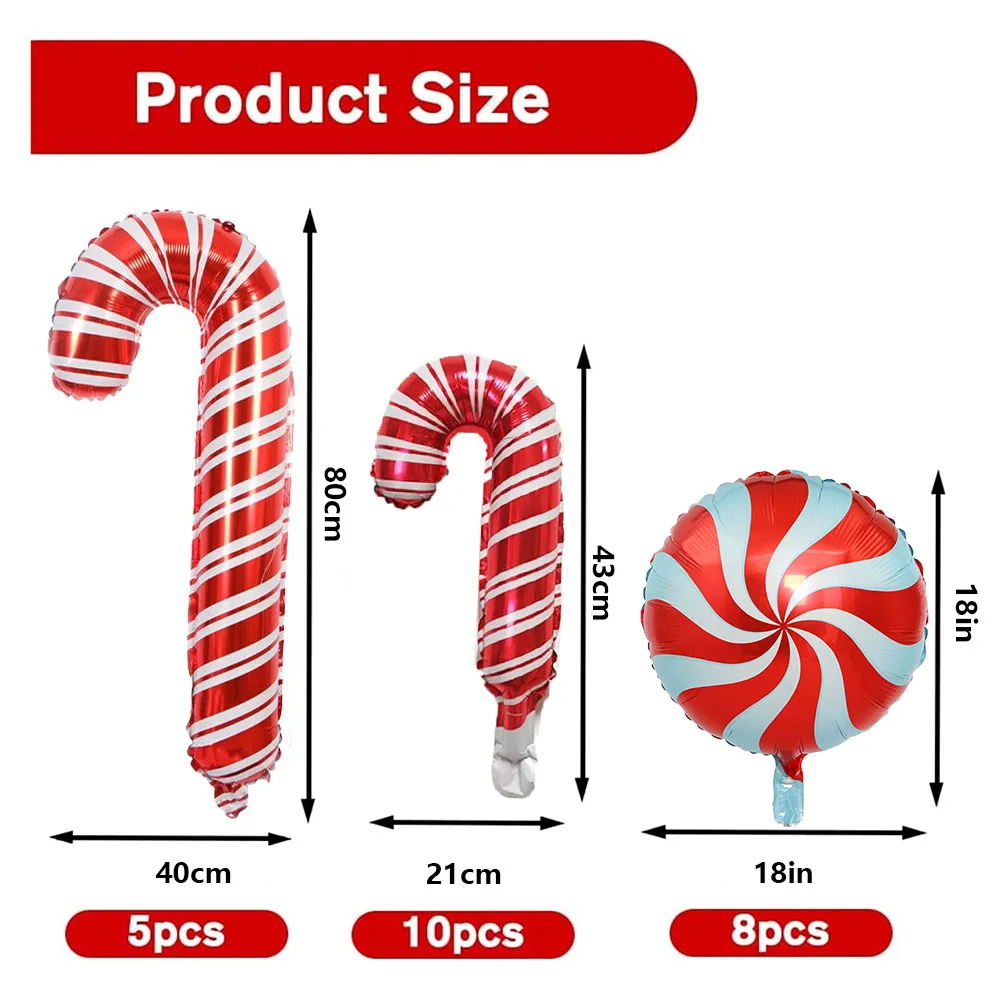 23pcs Red Bow Candy Cane Handheld Stick Windmill Balloon Set Christmas Party Home Interior and Exterior Decorations