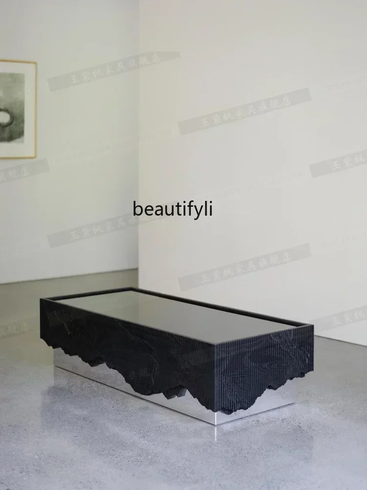 A  Black square coffee table Modern light luxury designer Living room Household square table Sofa side tableSS 8617
