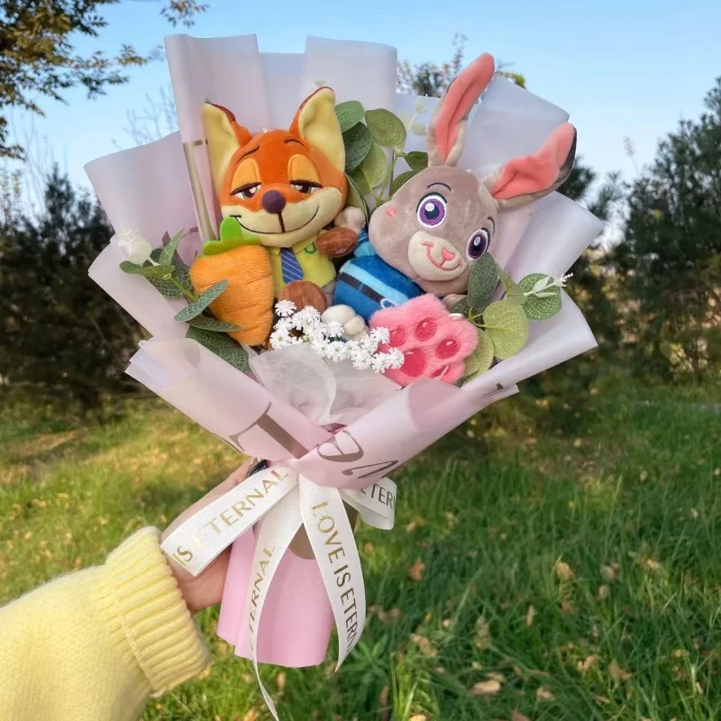 Zootopia Bambole di peluche Judy Hopps Nick Wilde Bouquet creativi fatti a mano Regali di Natale Compleanno Vanlentine