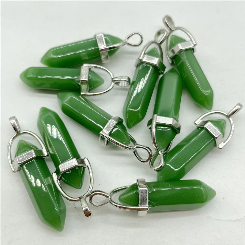 24pcs Natural Stone Agates Quartz Crystal Glass Pendants For Necklace Charm Fluorite Hexagonal Pendant DIY Jewelry Making Access