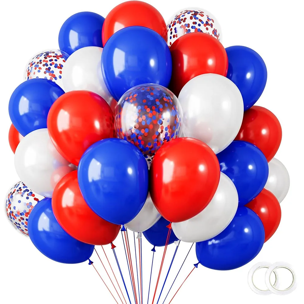 

40Pcs Red White and Blue Balloons with Confetti Balloons Kit for Independence Day Nautical Baseball Birthday Party Decor