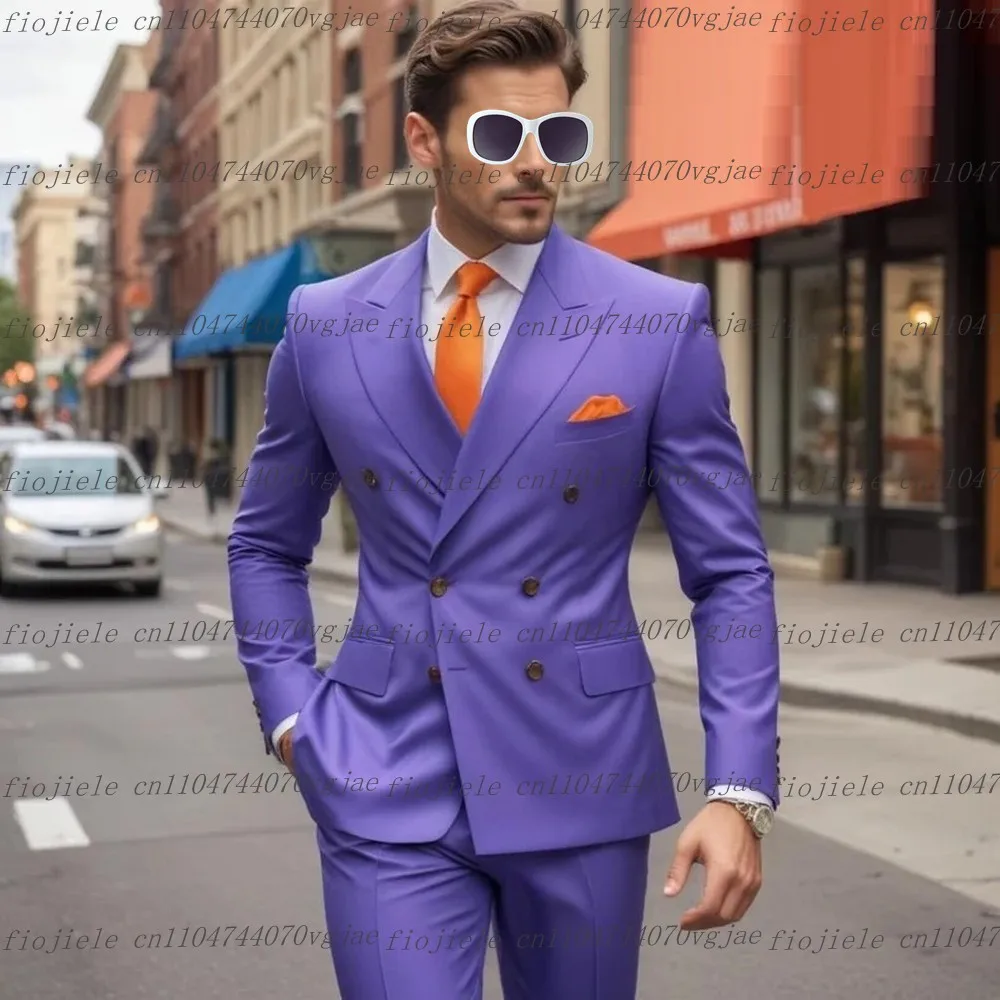

Customized Purple Men Suit Formal Occasion Wedding Party Groom Groomsman Business Prom Male Tuxedos 2 Piece Set Jacket Pants