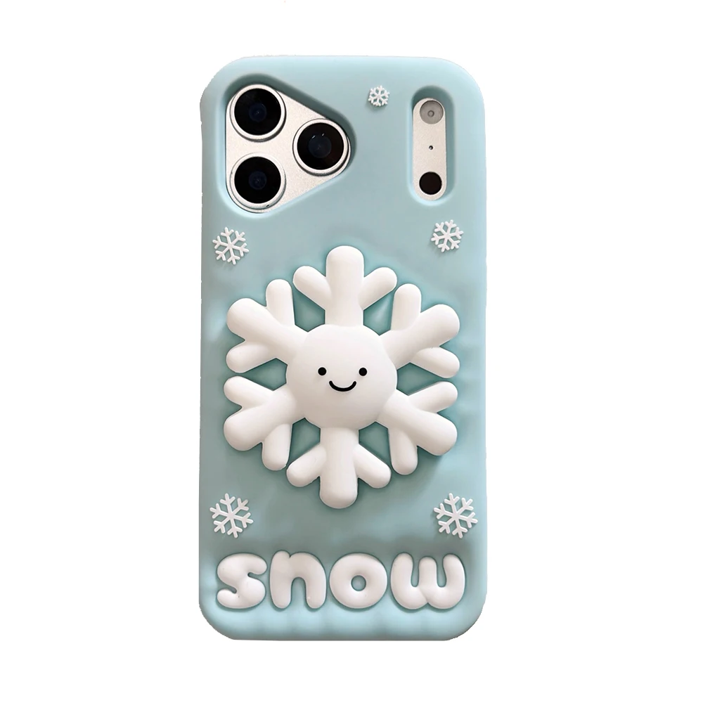 3D Schneeflocke Teleskop Halterung Telefon Fall Weiche Silikon Ständer Halter Abdeckung Für iPhone 17 16 Plus 16e 15 14 13 12 Pro Max – Detail 6