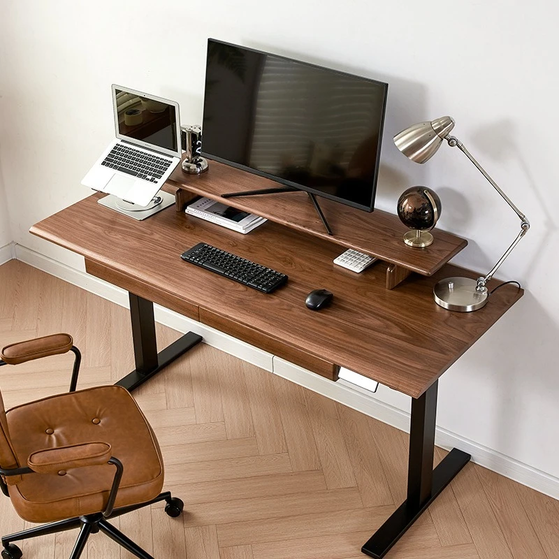 Electric lifting table Intelligent solid wood office desk Standing computer desk E-sports