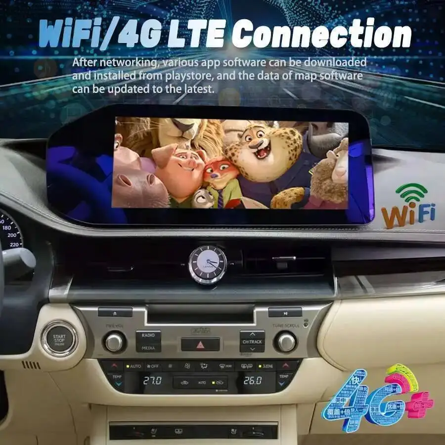 For Lexus ES ES300 ES250 ES350 ES300h 2013-2017 Car Radio Built-in 360 Wireless Carplay Stereo 12.3'' Android 15 Qled Screen