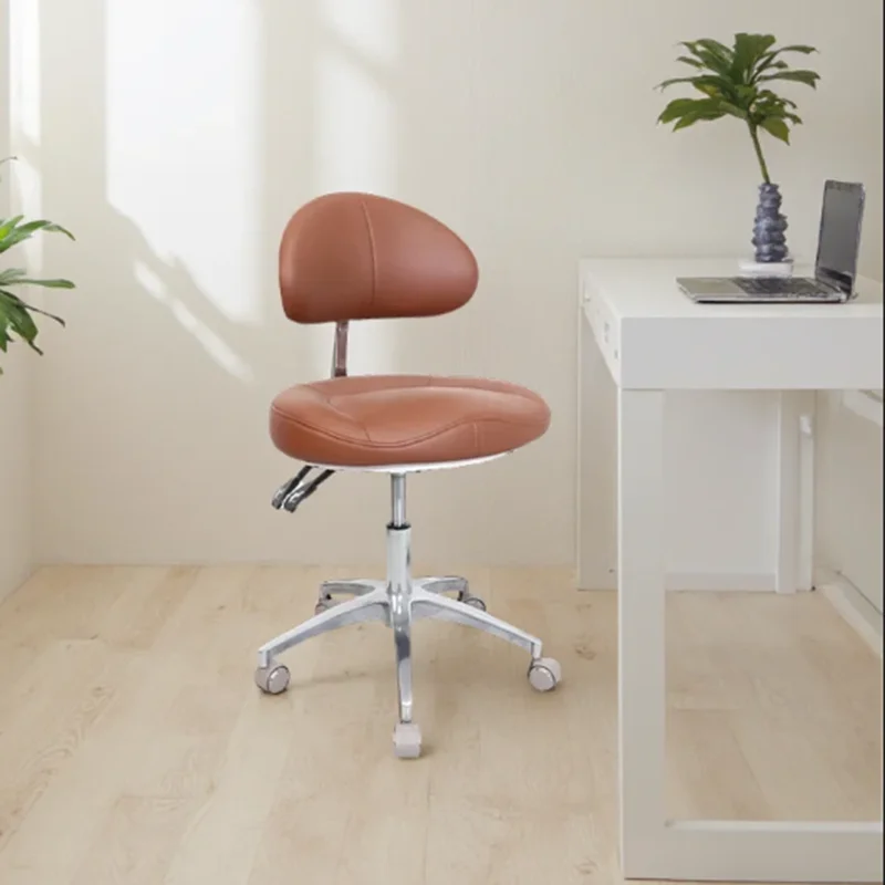 

RIXI Ergonomic Dental Operator Stool PU Leather Seat With Backrest & 5 Wheel Base Dentists Adjustable Height Dental Lift Chair