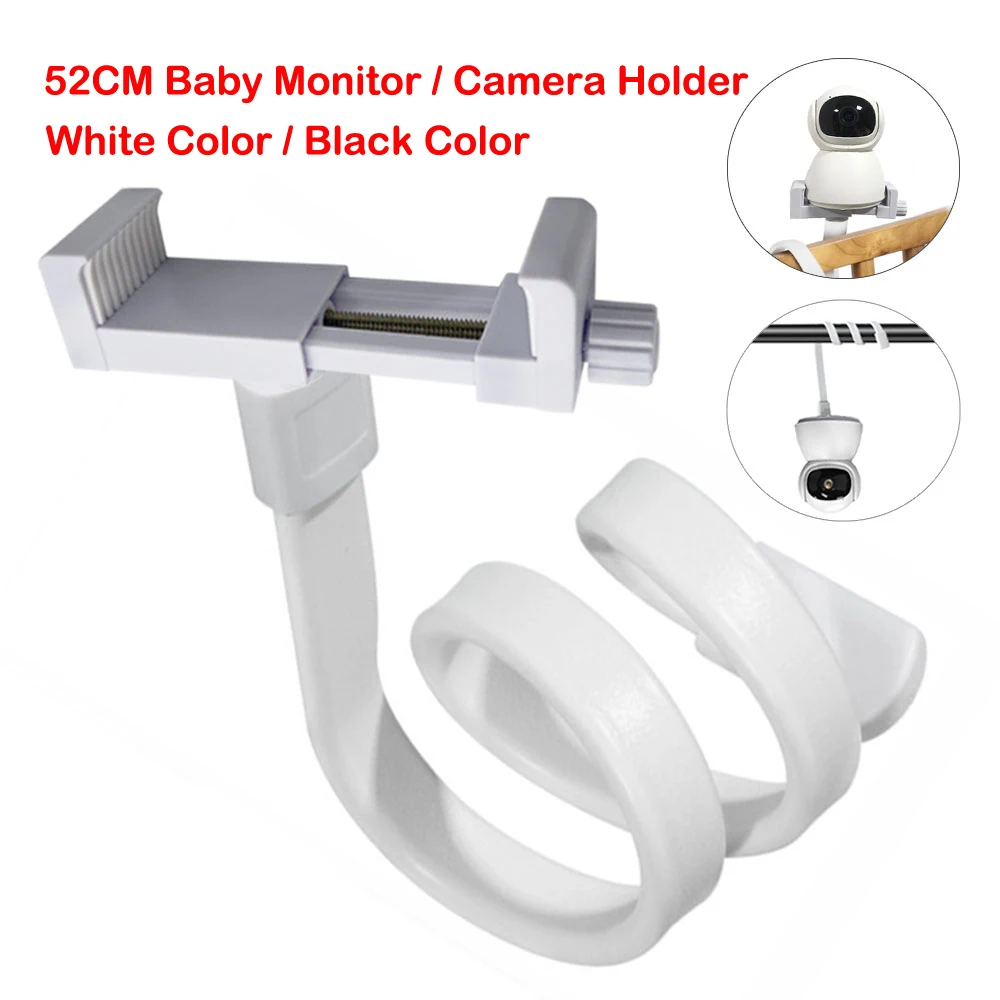 Universal Baby Monitor Holder Longer White Flexible Silicon Baby Camera Stand, Ideal IP Camera Mount Hole-Free Crib Cradle Rod