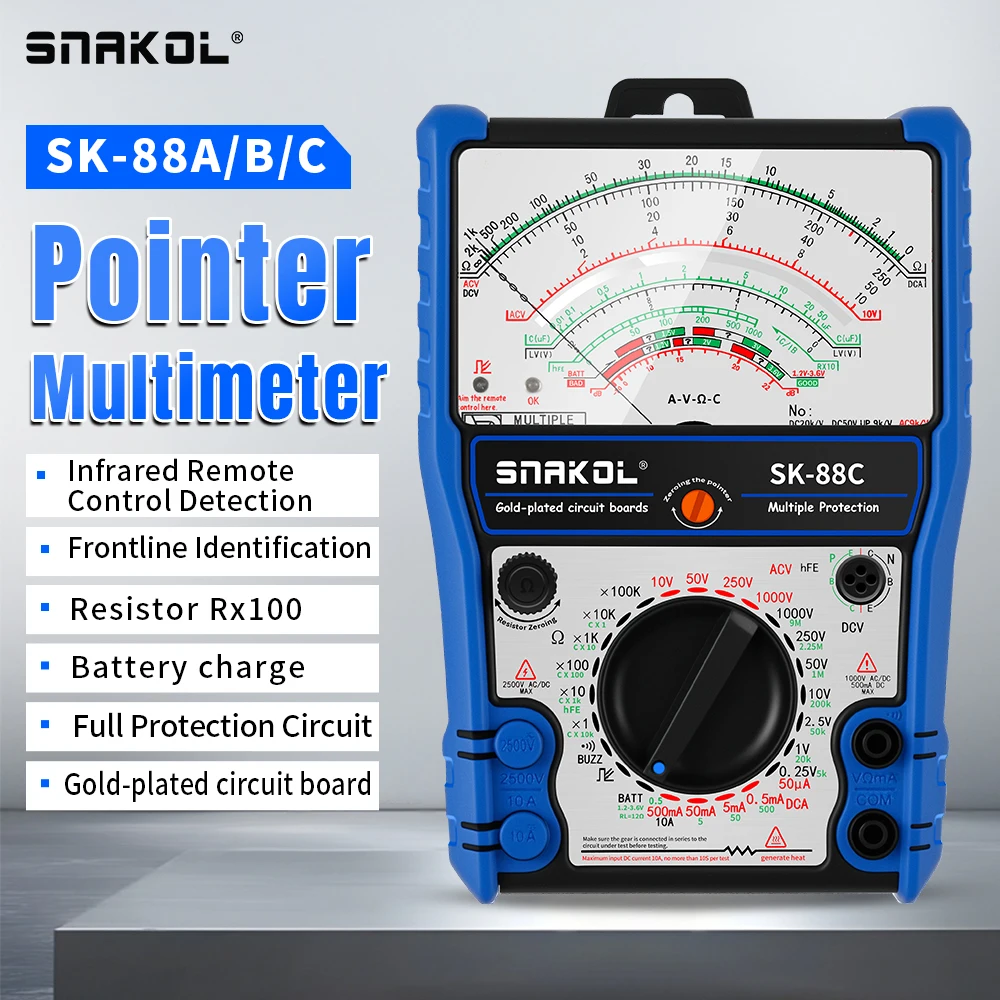 Snakol Pointer Multimeter AC/DC 2500V Volt-Ammeter Professional Analog Multimetro Resistor Tester With Coat Electrician Tool