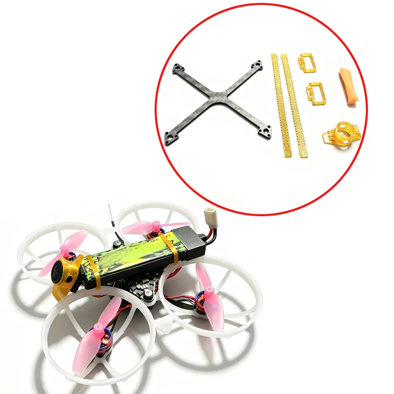 1Set Top‑mount Battery Layout DIY Mod Parts For BetaFPV Air75 FPV Drone 1mm Thickness Carbon Plate/Securing Strap /Lens Guard