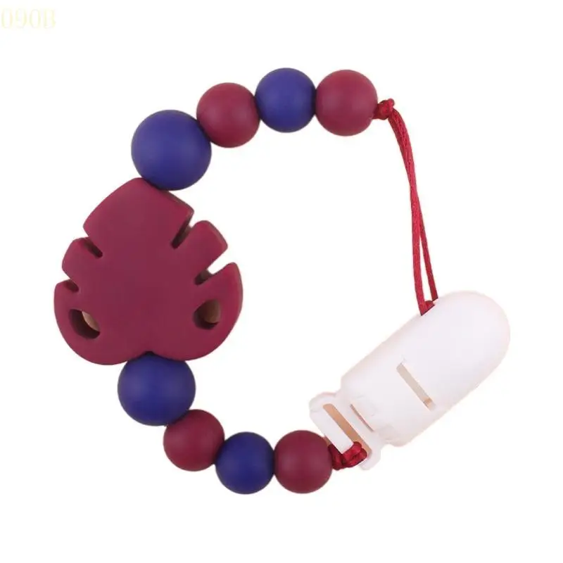 

090B Leaf Silicone Pacifier Clip for Babies Girls Boys Infant Teething Soother