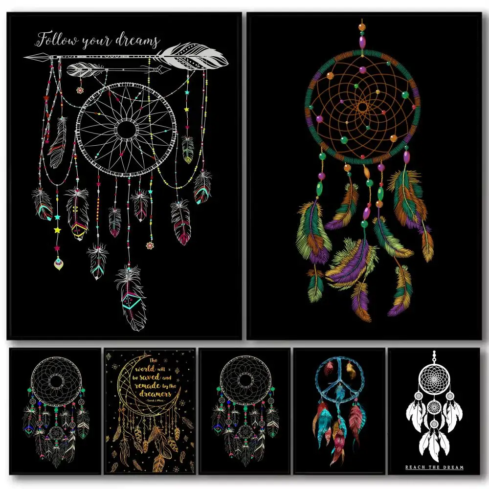 

Beauty Dreamcatcher Painting Calligraphy High-Quality Cotton Canvas Poster Wall Art for Living Room Modern Coffee House Decor