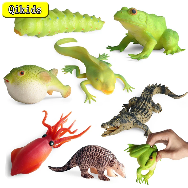 Frog Squid Crab Octopus Soft Rubber Material Animal Model Action Figures Anti Stress Relief Toy Kids Gift Fun Pressure Reduction