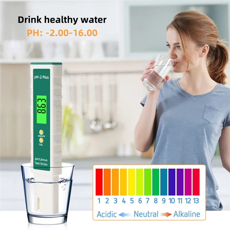 Yieryi Litmus PH Meter Digital -2.00-16.00 PH Water Quality Test for Pools Aquariums Water With Colour Backlight