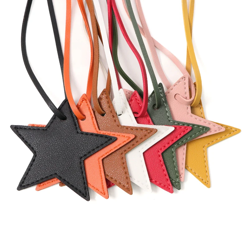 Nieuwe Trendy Vijfpuntige Ster Pu Lederen Rugzak Hanger Star Hanger Tas Bedel Cadeau Lederen Gesp Sleutelhanger