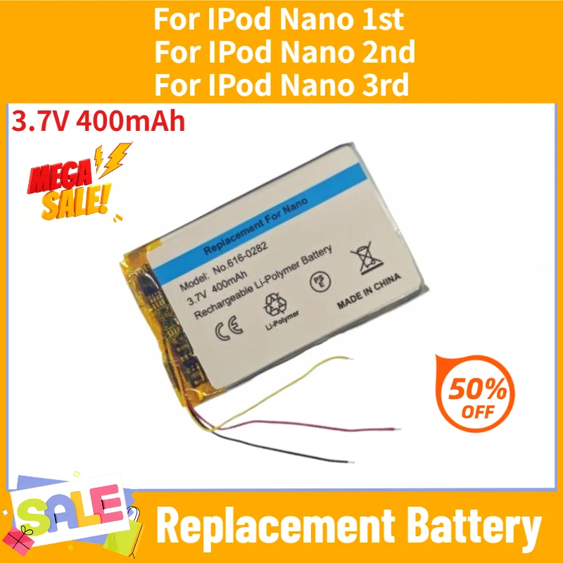 3.7V 400mAh High Quality Replacement Battery For iPod Nano 1st 2nd 3rd Generation MP3 Player