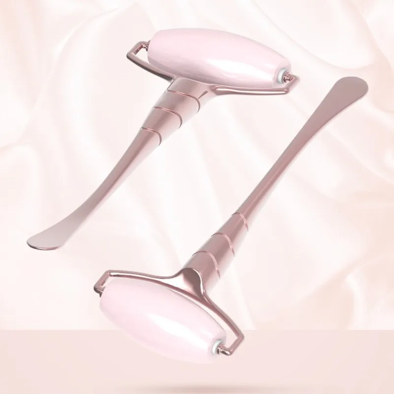 3 Eye Massage Spoons, Rose Quartz Jade Facial Roller Massager, Eye Skincare Device