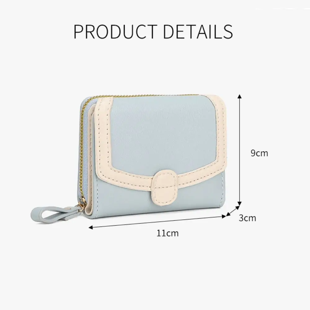 Nuovo portafoglio corto in pelle PU con cerniera porta carte piccolo porta carte da donna