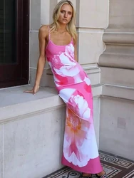 Sexy Summer Maxi Dresses For Women Fashion Print Sleeveless Slim Strap Dress Casual Backless Streetwear Club Elegant Party Dress