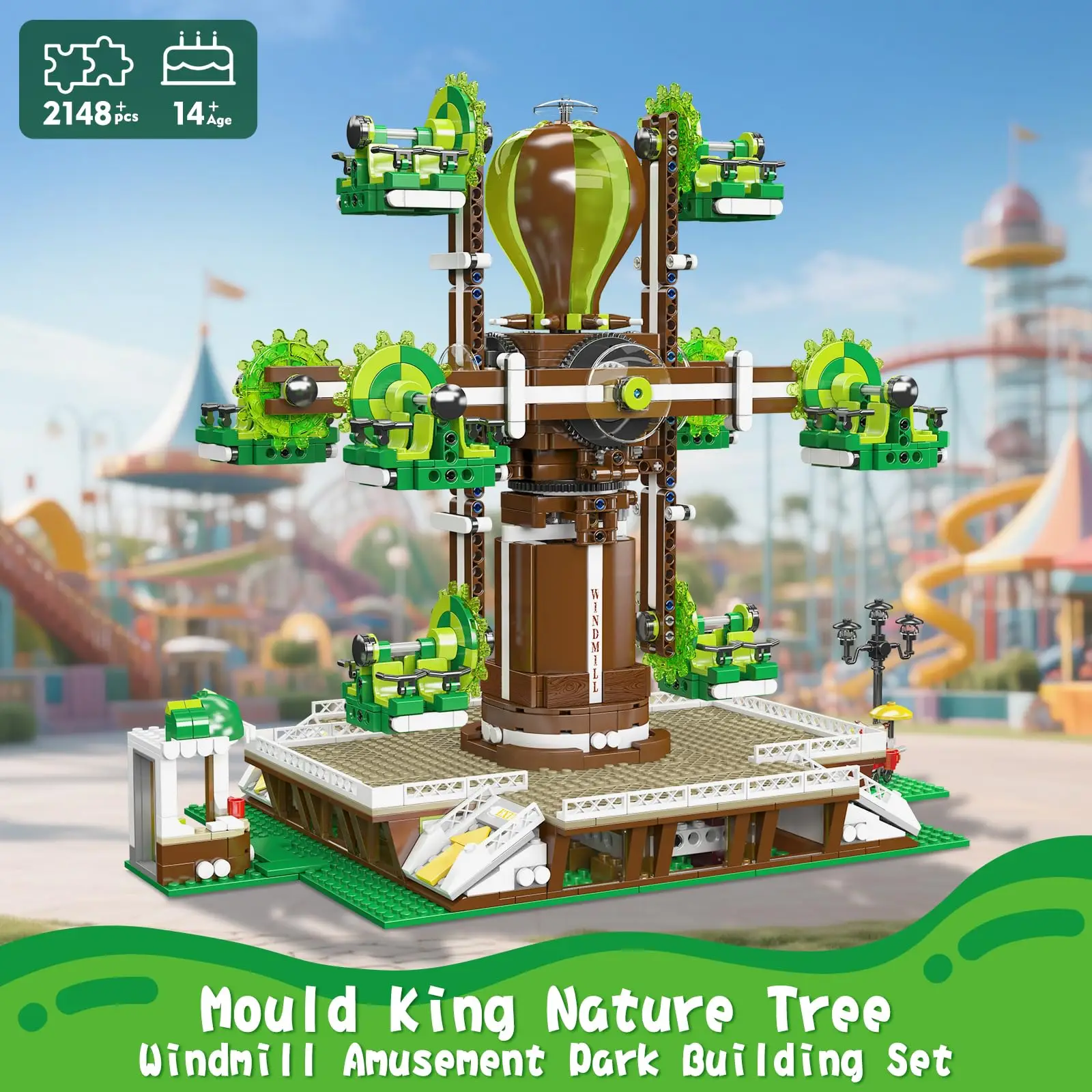 مولد كينج 11026 ألعاب الملاهي الفنية شجرة الطبيعة الآلية طاحونة بنة الطوب الاطفال هدية الكريسماس #2