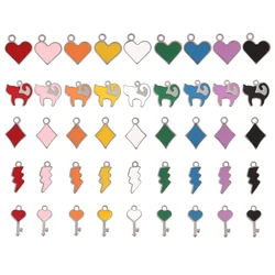 20pcs Stainless Steel Charms Color Heart Enamel Lightning Key Rhombus Charms Pendants for Necklaces DIY Jewelry Making