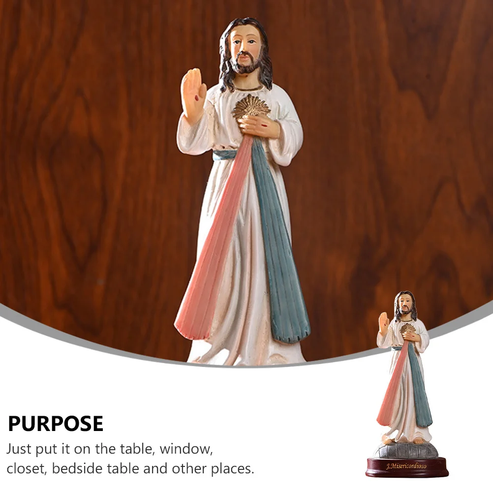 1Pcs Jesus Priest Statue Resin Craft Ornament for Home Decoration Creative Religious Art Desktop Decorative Accessory