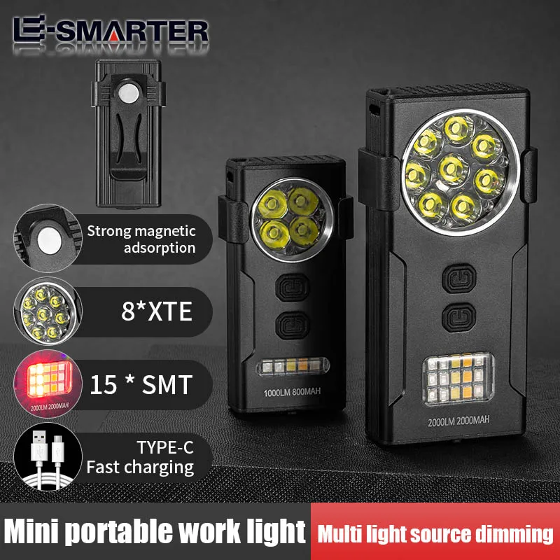 Rechargeable LED Flashlight Portable EDC Keychain Lanterns Outdoor Waterproof 10 Lighting Mode Super Bright Work Light With Magn