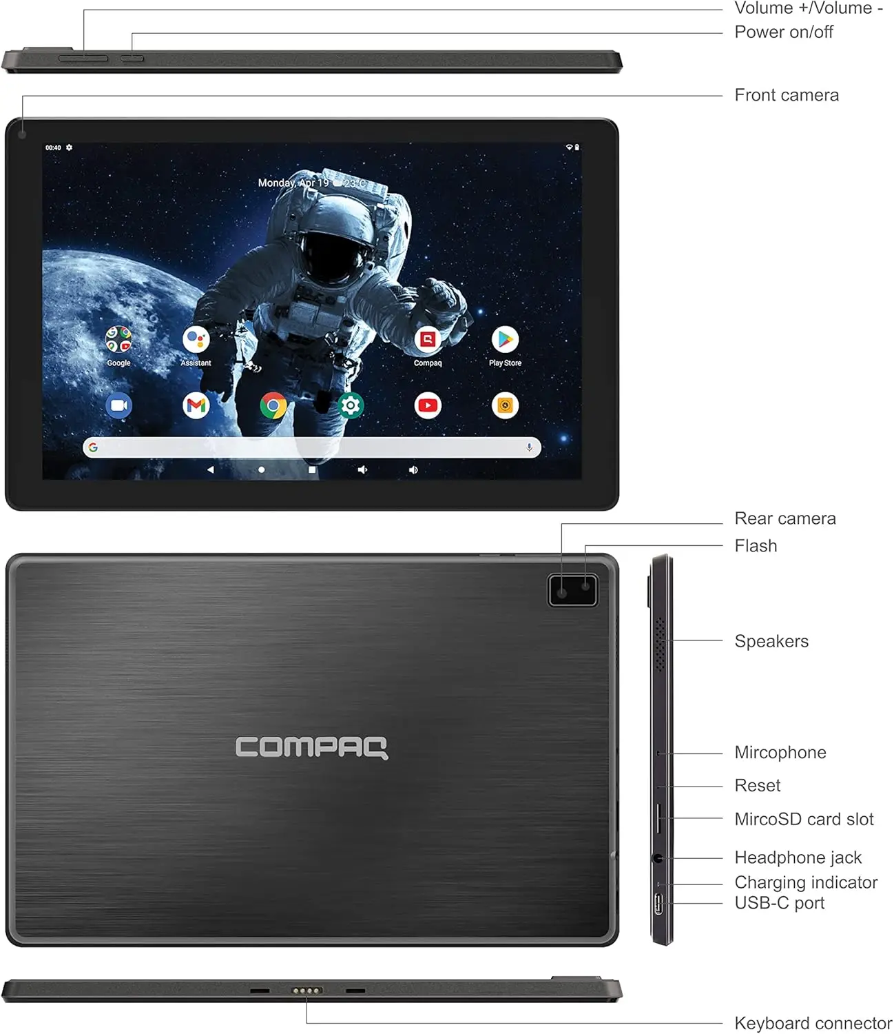 New CT211 Type-C 11.6" Android 11 Tablet PC 4GB RAM 128GB ROM 1920 x 1080 IPS MT8168 Quad Core CPU Dual Camera 6000mAh