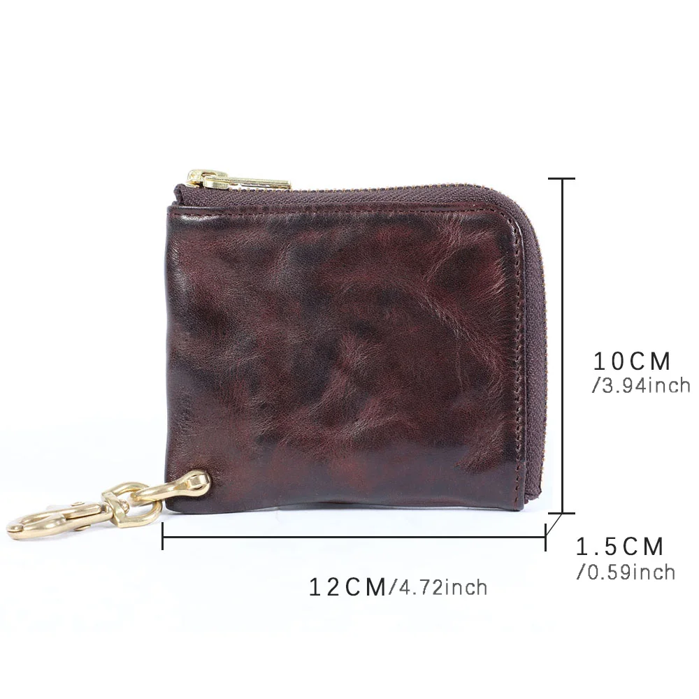 S.WORKER Vollnarbenleder Vintage-Kartenhalter Retro Mini-Münzbörse Tragbare Tasche Kurze Geldbörse – Detail 3